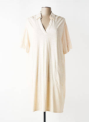Rochie midi mâneci scurte mâneci scurte bej YERSE femme