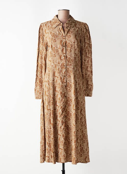 Rochie lungă mâneci lungi mâneci lungi maro YERSE femme