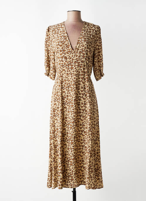 Rochie lungă mâneci scurte mâneci scurte bej TOUPY femme
