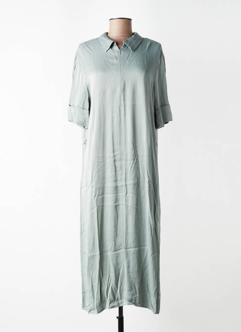 Rochie midi croială fluidă mâneci scurte verde YAYA femme