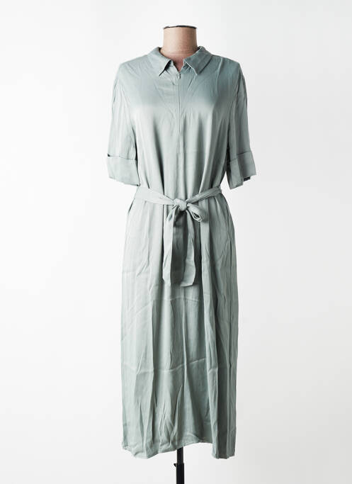Rochie midi croială fluidă mâneci scurte verde YAYA femme