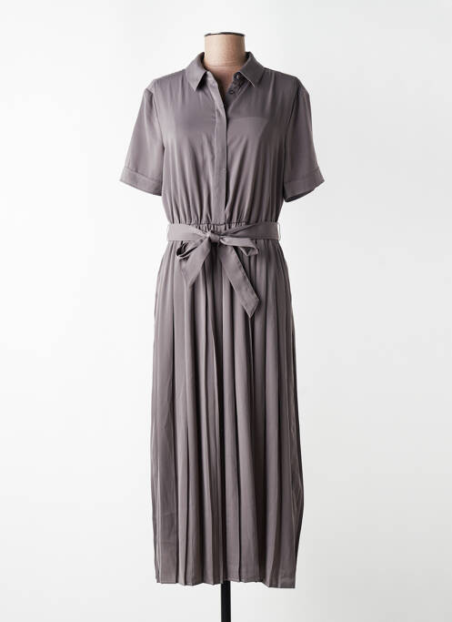 Rochie midi croială fluidă mâneci scurte gri YAYA femme