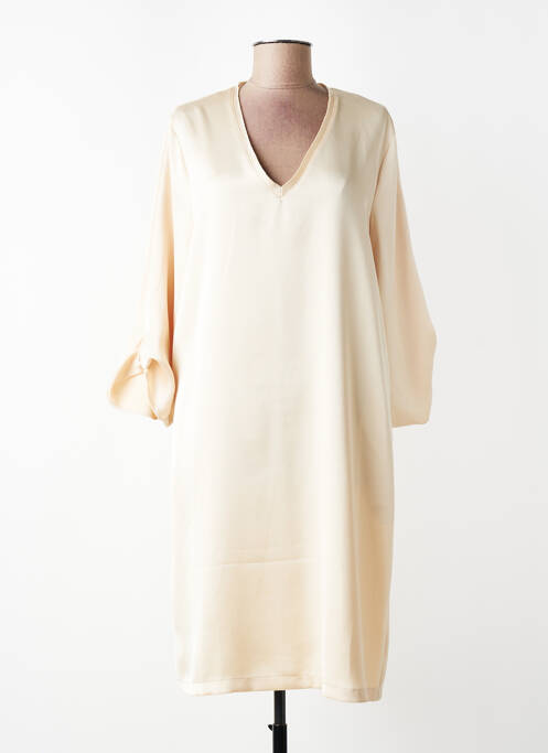 Rochie midi croială fluidă mâneci 3/4 bej TOUPY femme