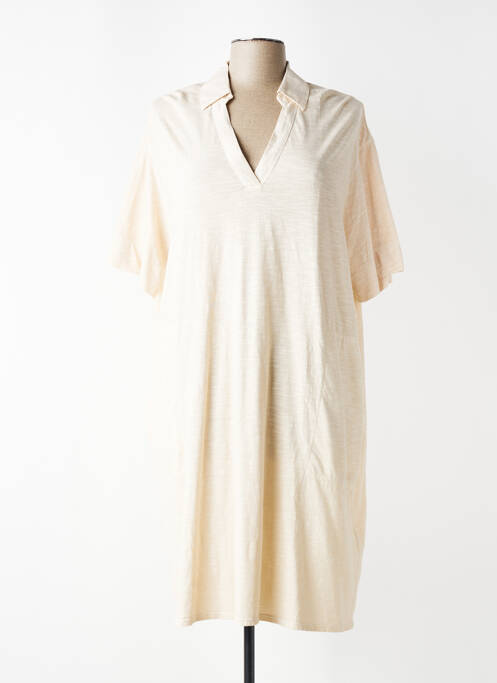 Rochie midi mâneci scurte mâneci scurte bej YERSE femme