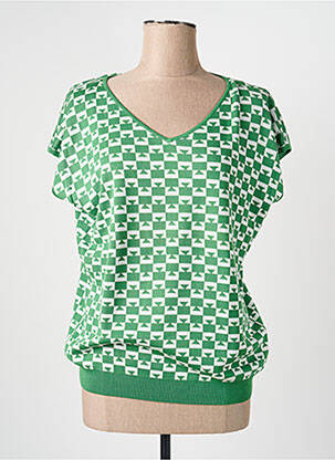 Pulover guler în v mâneci scurte verde ZILCH femme