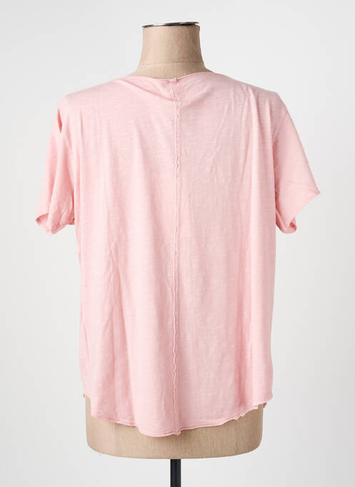 Tricou guler în v mâneci scurte roz FIVE femme