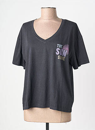 Tricou serigrafie flockată mâneci scurte negru MKT STUDIO femeie