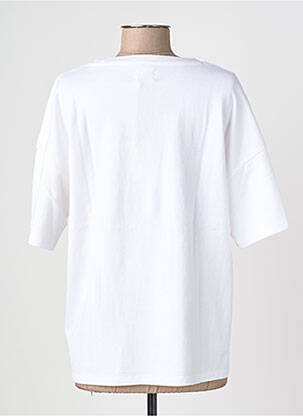 Tricou serigrafie flockată mâneci scurte alb FIVE femeie