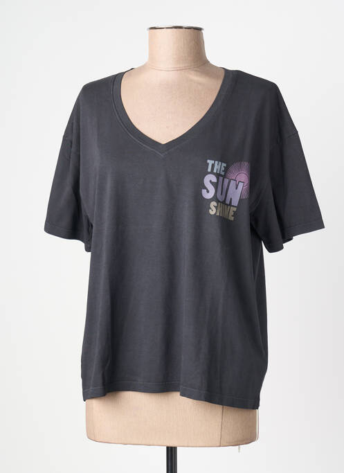Tricou serigrafie flockată mâneci scurte negru MKT STUDIO femme