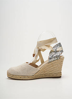 Espadrile închidere cu șireturi toc de 7 la 9 cm argintiu ESCADRILLE femeie