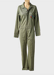 Salopetă-pantalon închidere cu nasturi pe față mâneci lungi verde FIVE femme