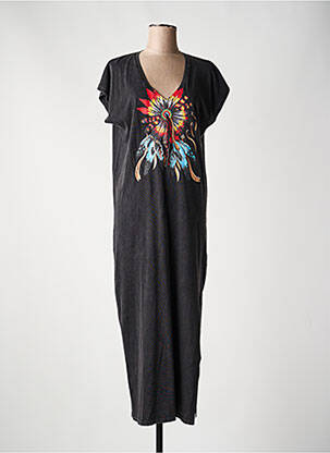 Rochie lungă mâneci scurte mâneci scurte negru FIVE femme