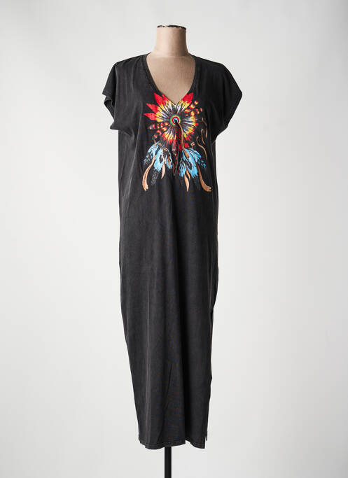 Rochie lungă mâneci scurte mâneci scurte negru FIVE femme