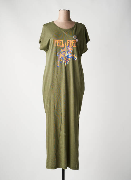 Rochie lungă mâneci scurte mâneci scurte verde FIVE femme