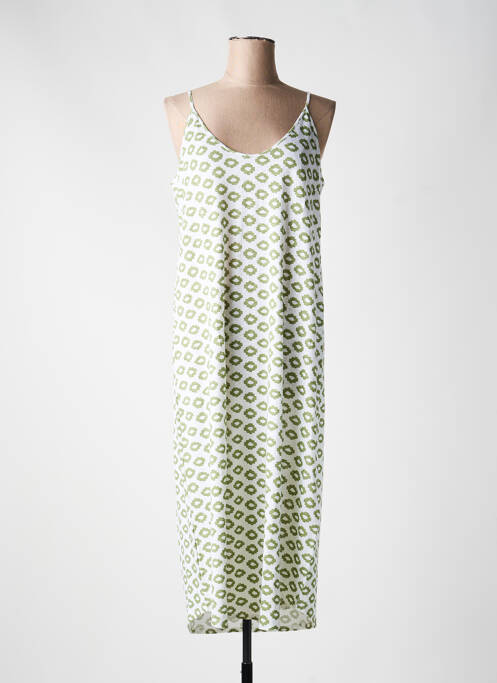 Rochie lungă imprimeu fantezie bretele subțiri verde MAJESTIC FILATURES femme