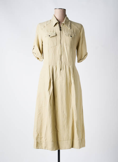 Rochie lungă mâneci scurte mâneci scurte bej FIVE femme