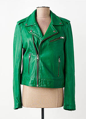 Geacă din piele buzunare verde OAKWOOD femeie