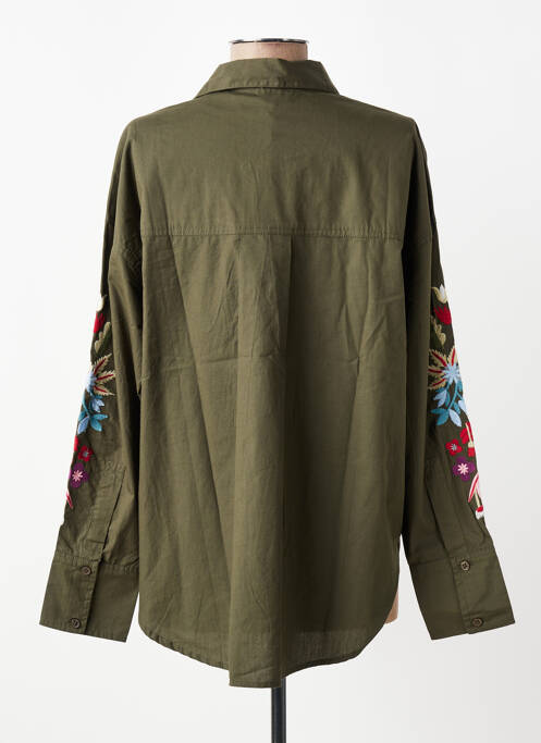 Cămașă croială cambrată mâneci lungi verde FIVE femme