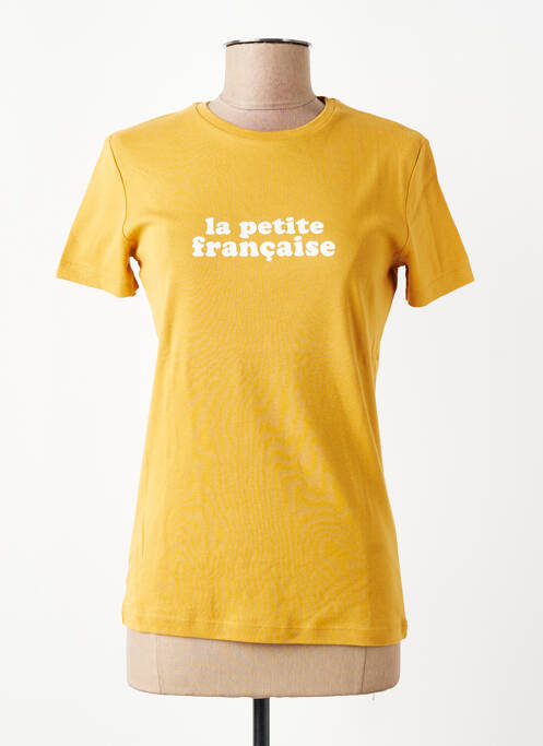 Tricou serigrafie mâneci scurte galben LA PETITE FRANCAISE femme