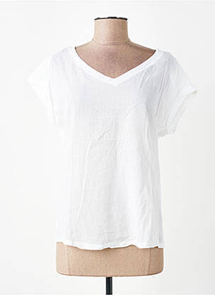 Top croială fluidă mâneci scurte alb MAJESTIC FILATURES femme