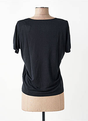 Tricou guler în v mâneci scurte negru MAJESTIC FILATURES femeie