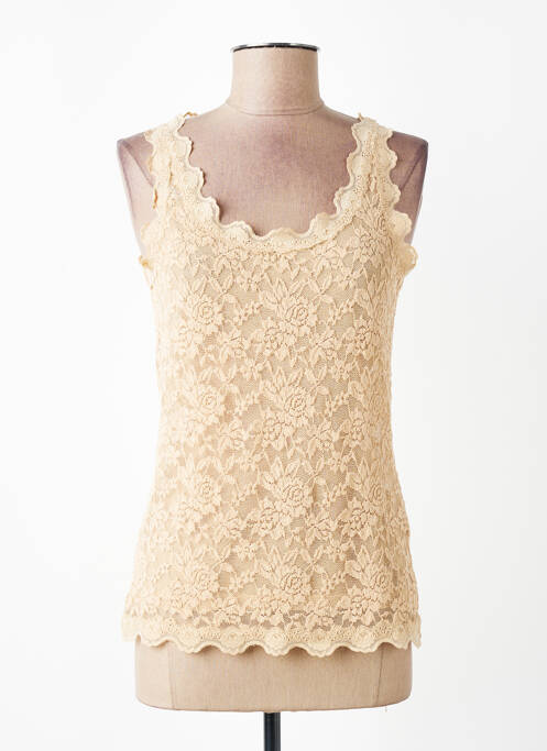 Top elasticitate fără mâneci piele CREAM femme