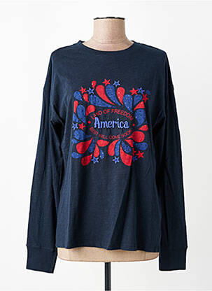 Tricou mâneci lungi mâneci lungi albastru FIVE femeie