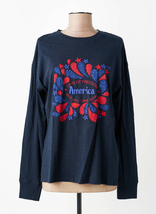 Tricou mâneci lungi mâneci lungi albastru FIVE femme