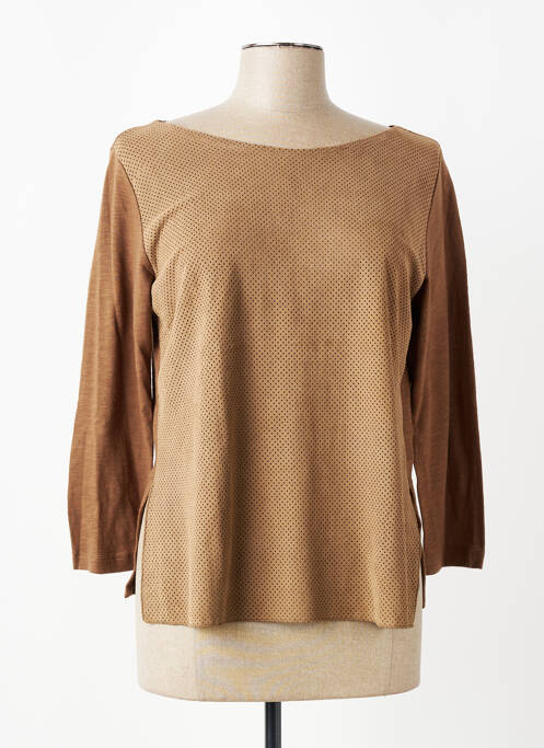 Top mâneci 3/4 maro MAJESTIC FILATURES femme