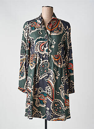 Rochie midi imprimeu fantezie mâneci lungi verde LOLA ESPELETA femeie