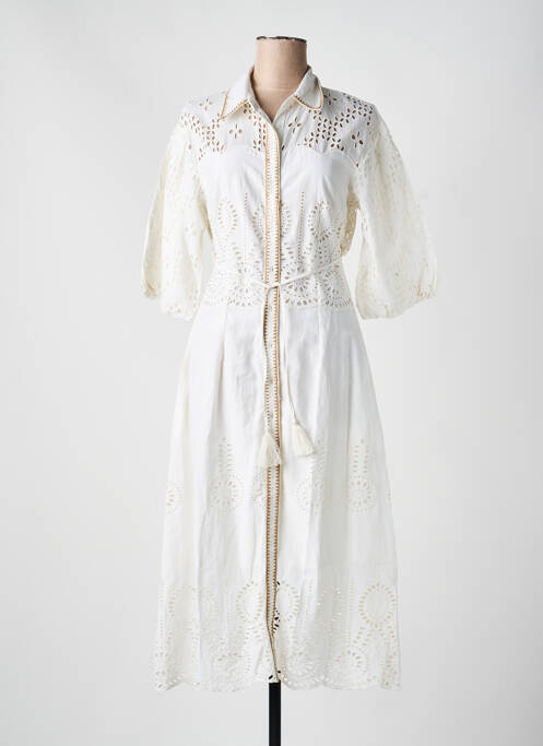 Rochie lungă mâneci scurte mâneci scurte alb FUEGO WOMAN femme