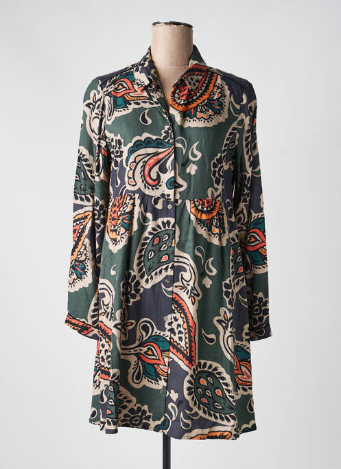 Rochie midi imprimeu fantezie mâneci lungi verde LOLA ESPELETA femme