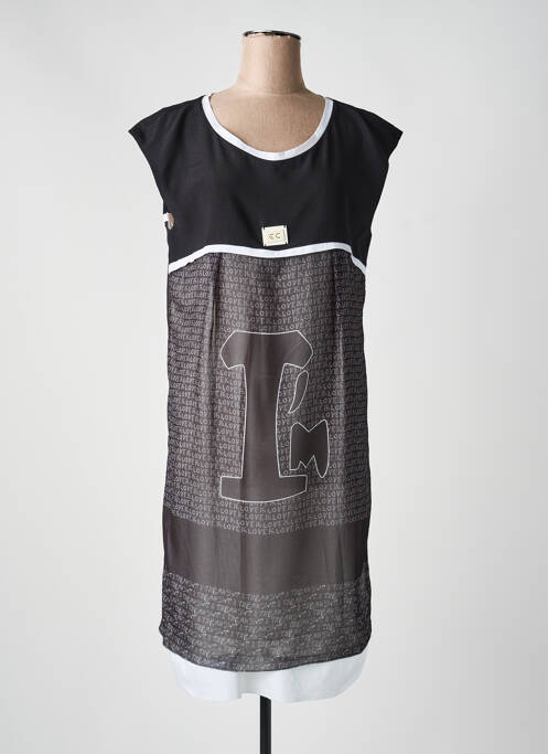 Rochie midi imprimeu fantezie fără mâneci negru ELISA CAVALETTI femme