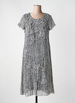 Rochie midi imprimeu fantezie mâneci scurte negru FRANCE RIVOIRE femeie