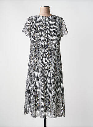 Rochie midi imprimeu fantezie mâneci scurte negru FRANCE RIVOIRE femeie