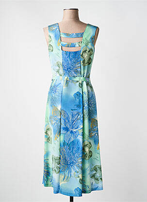 Rochie midi imprimeu floral fără mâneci albastru LISA CHESNAY femeie