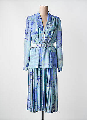 Rochie midi imprimeu floral mâneci lungi albastru PAUL MAUSNER femeie