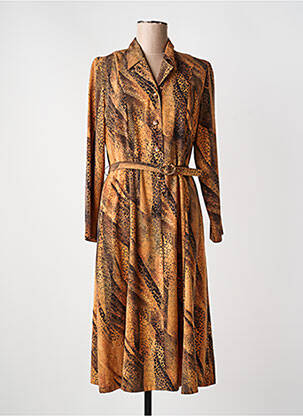 Rochie midi croială fluidă mâneci lungi maro LISA CHESNAY femeie
