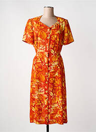 Rochie midi imprimeu fantezie mâneci scurte portocaliu PAUL MAUSNER femme