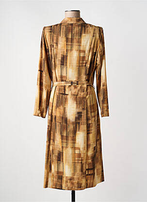 Rochie midi imprimeu fantezie mâneci lungi maro LISA CHESNAY femeie
