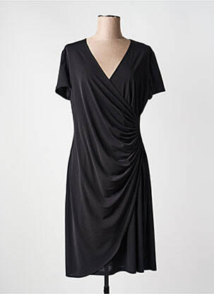Rochie midi țesătură crep mâneci scurte negru EVALINKA femeie