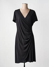 Rochie midi țesătură crep mâneci scurte negru EVALINKA femme