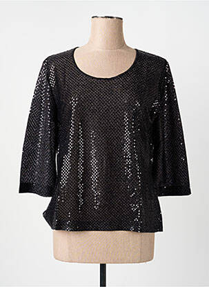 Top elasticitate mâneci 3/4 negru BIANCA femeie