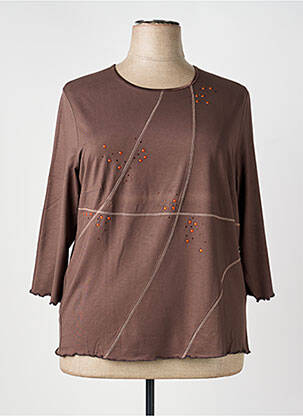 Tricou mâneci 3/4 mâneci 3/4 maro LUCIA femeie