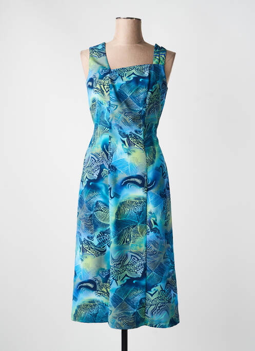 Rochie midi imprimeu fantezie fără mâneci albastru LISA CHESNAY femme