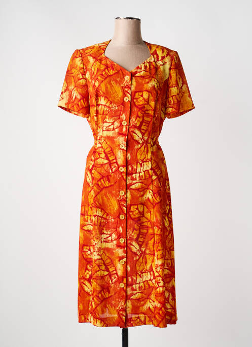 Rochie midi imprimeu fantezie mâneci scurte portocaliu PAUL MAUSNER femme
