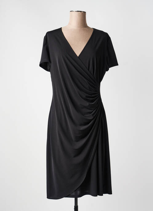Rochie midi țesătură crep mâneci scurte negru EVALINKA femme