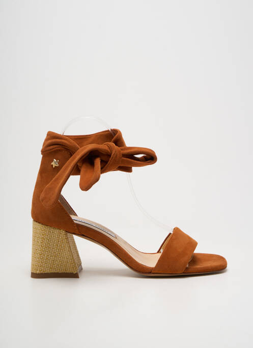 Sandale/pantofi decupați toc pătrat toc de 4 la 6 cm maro FABIENNE CHAPOT femme