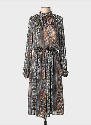 Rochie midi croială fluidă mâneci lungi gri SUMMUM femeie