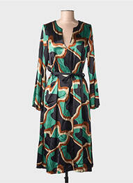 Rochie midi croială fluidă mâneci lungi verde SUMMUM femme